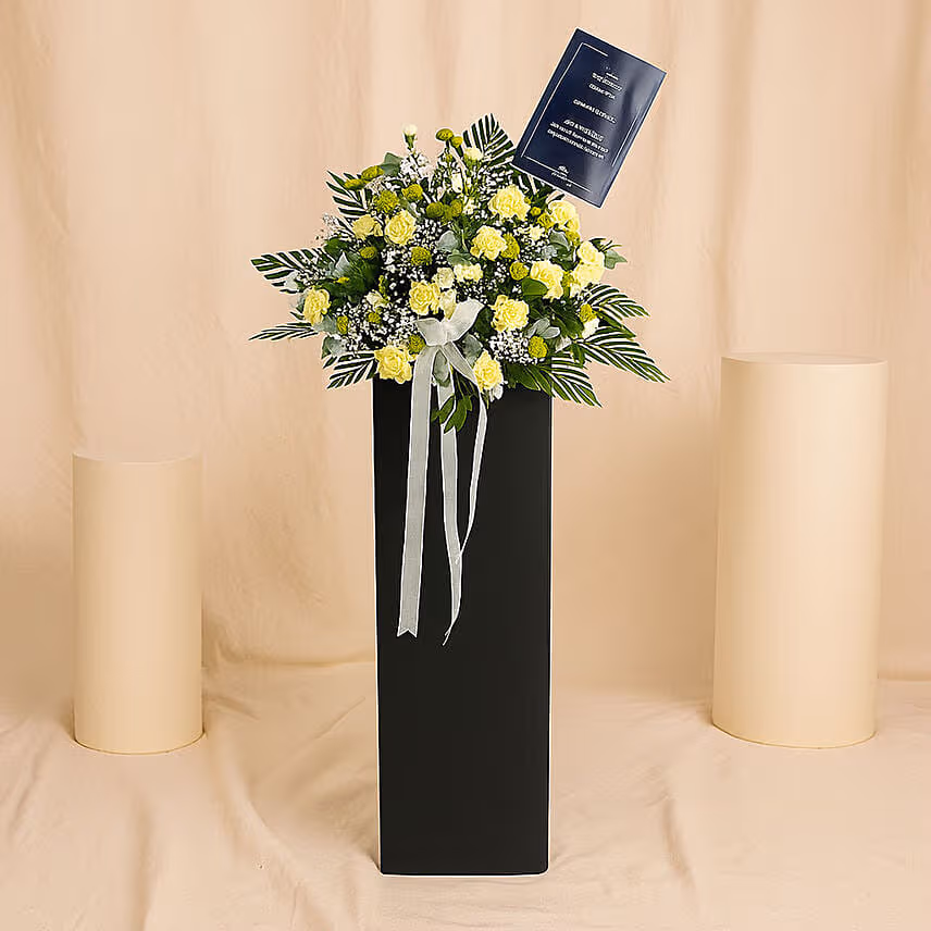 Bless Your Soul Condolence Mixed Flowers Black Stand
