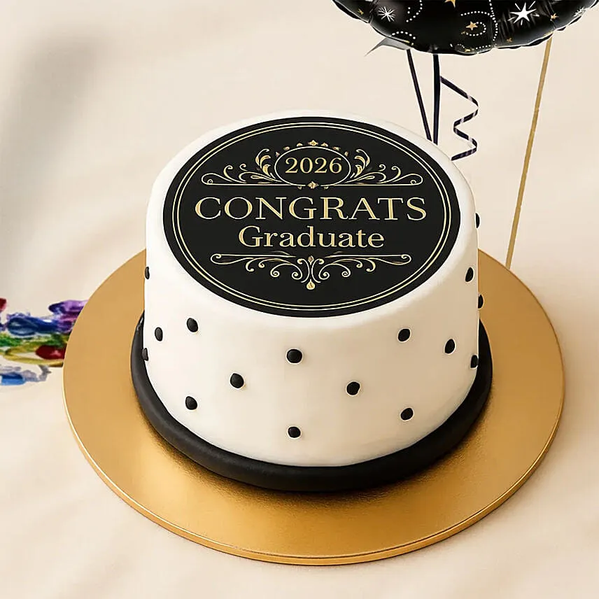 Graduation Congrats Chocolate Mini Cake & Balloons