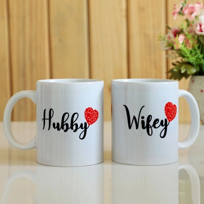 Romantic Hubby Wifey Couple Mugs - Perfect Gift for Couples