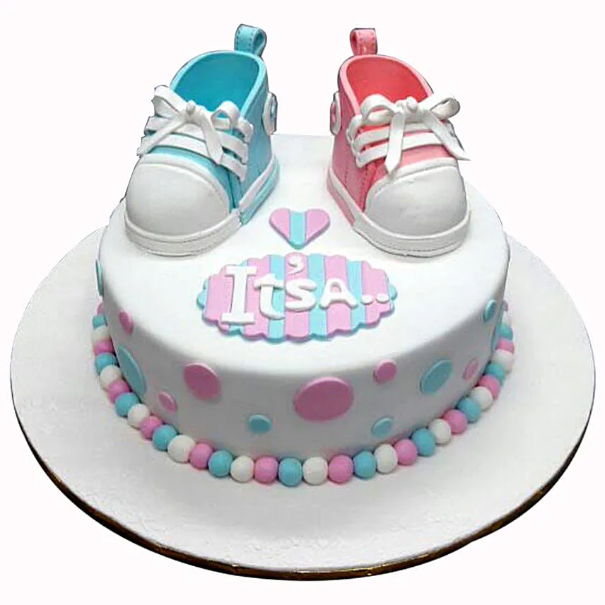 Baby Shoes Fondant Cake
