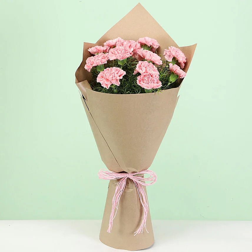 Eternal 12 Pink Carnations Bunch
