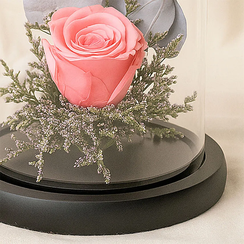 Forever Rose In Glass Dome- Pink