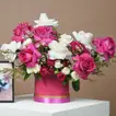 Elegant Romantic Floral Arrangement with Personalized Photo Frame