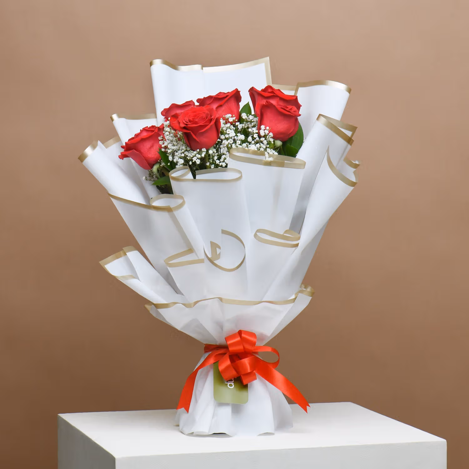 Romantic Red Roses Bouquet and Decadent Chocolate Cake Delight