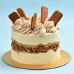 Exquisite Tiered Caramel Dream Cake with Crunchy Biscuit Toppings