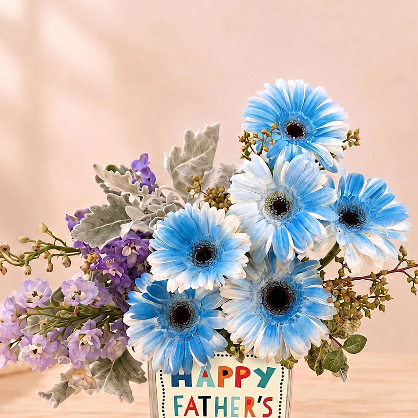Father's Day Gerbera & Delphinium Flower Vase