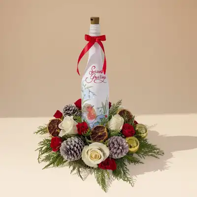 Festive Christmas Greetings Floral Arrangement