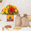 Sparks of Joy Deepavali Flower Arrangement with Almonds and Cashews