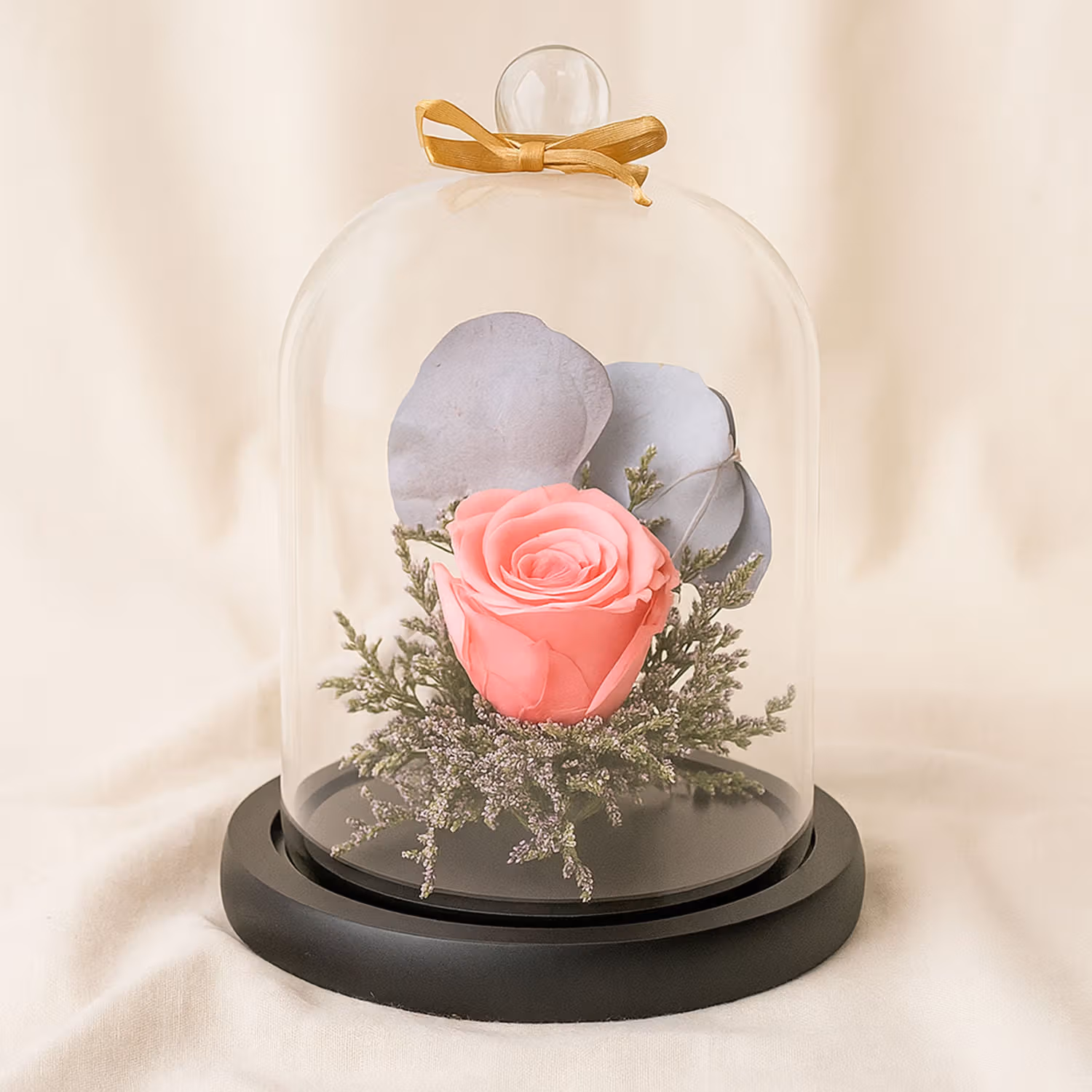 Beautiful Forever Rose In Glass Dome- Pink
