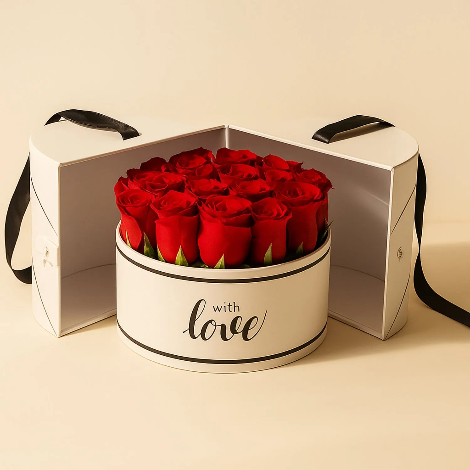 Red Roses in White Box