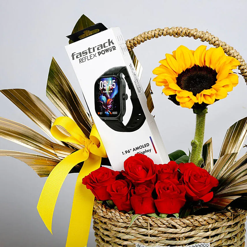 Floral Basket with Fastrack Watch