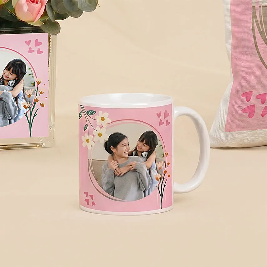 Personalised Flowers Vases with Cushion & Mug for Mom