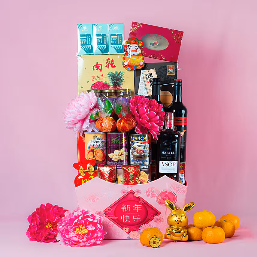 Assorted Goodies Leather Gift Basket