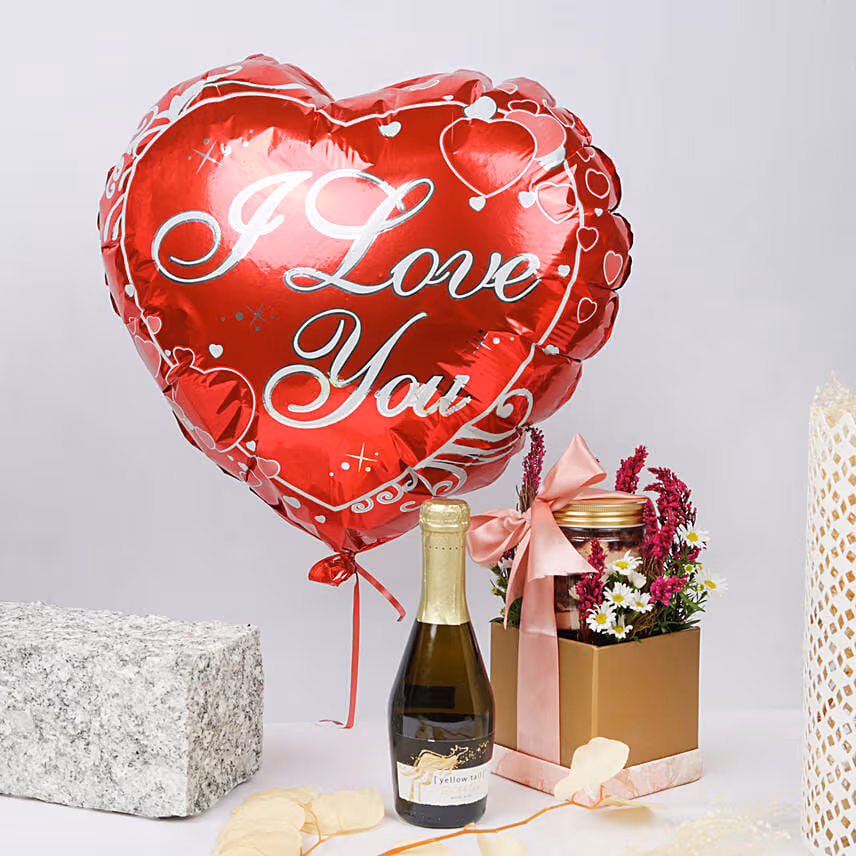 Love Gesture with Jar Cake and Wine