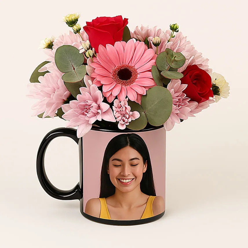 Ravishing Mixed Flowers In Personalised Mug