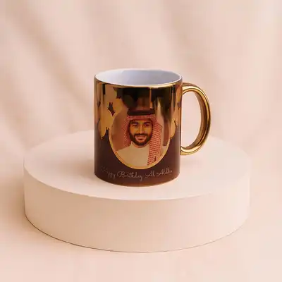 كوب لون فضي وأسود مخصص بصورة شخصية