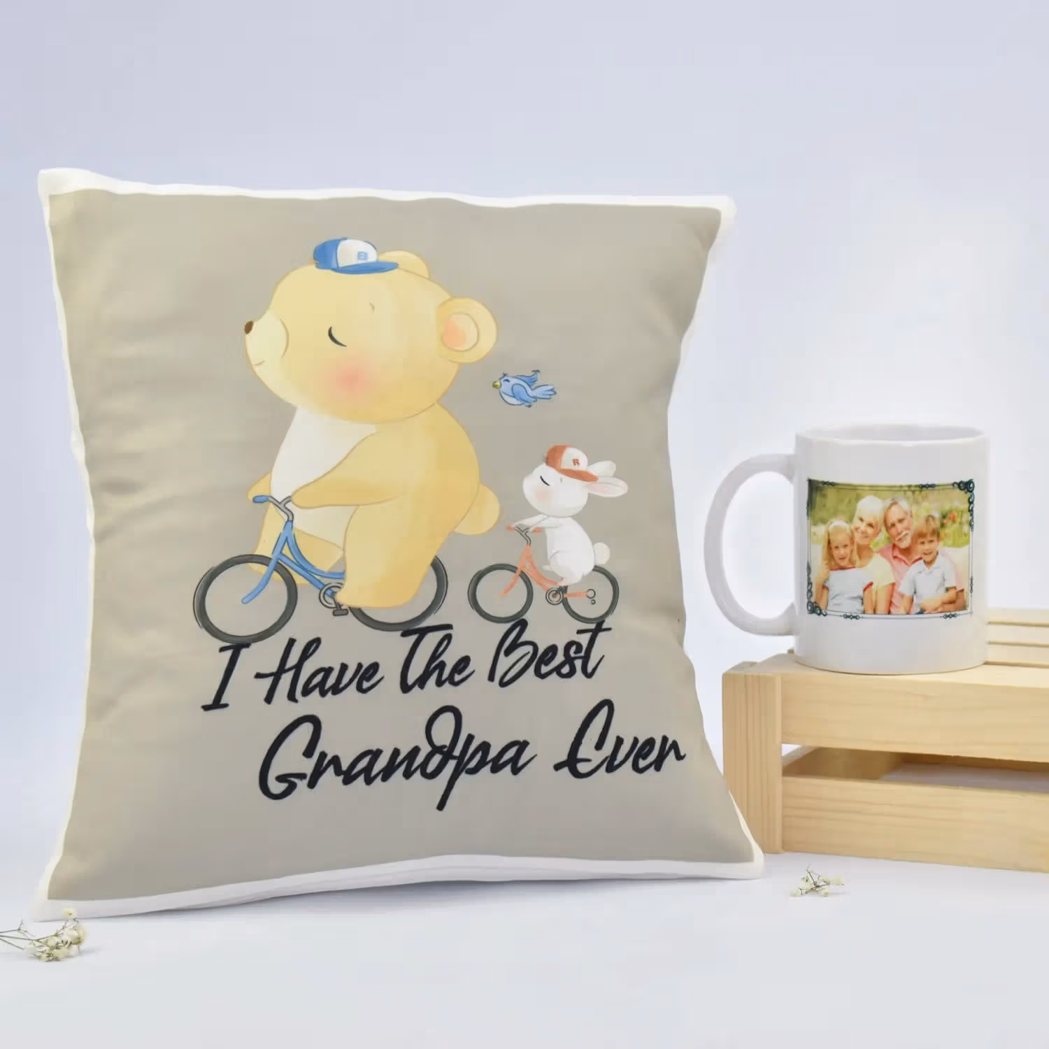 Grandpa's Best Gift Combo: Cushion and Mug Set