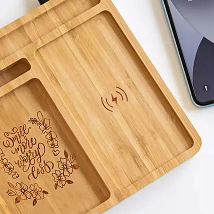 Personalized Engraved Wooden Wireless Charging Dock