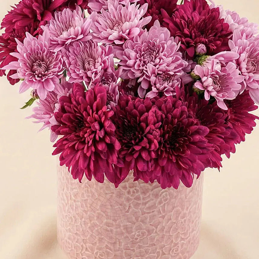 Radiant Purple Chrysanthemum Vase Arrangement for Her