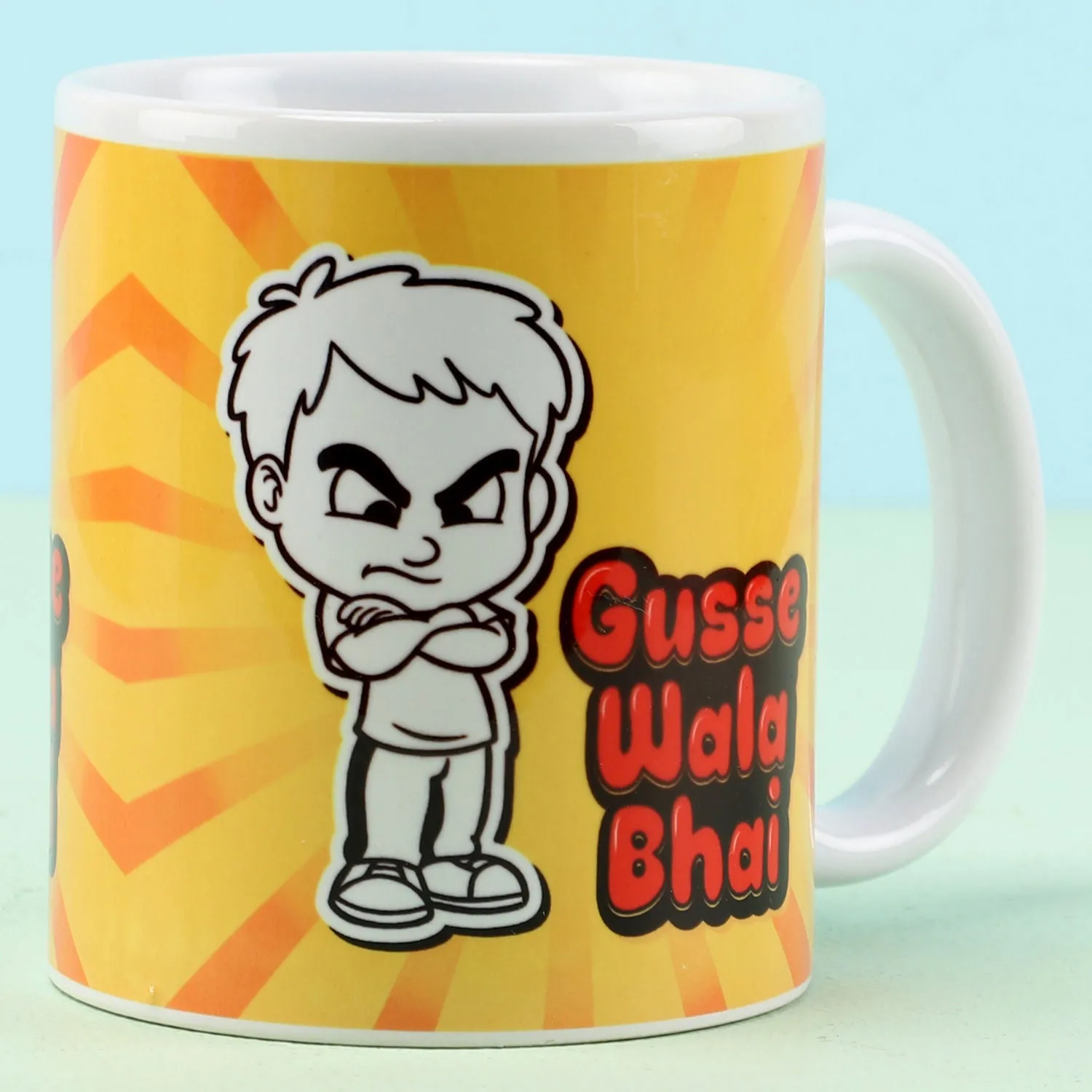 Gusse Wala Bhai Cartoon Printed Ceramic Mug - Fun and Durable Gift