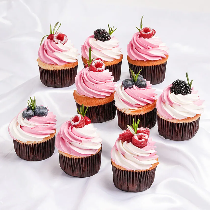 Flowers in Pink Cupcakes