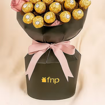 Purple Roses & Chocolate Birthday Bouquet