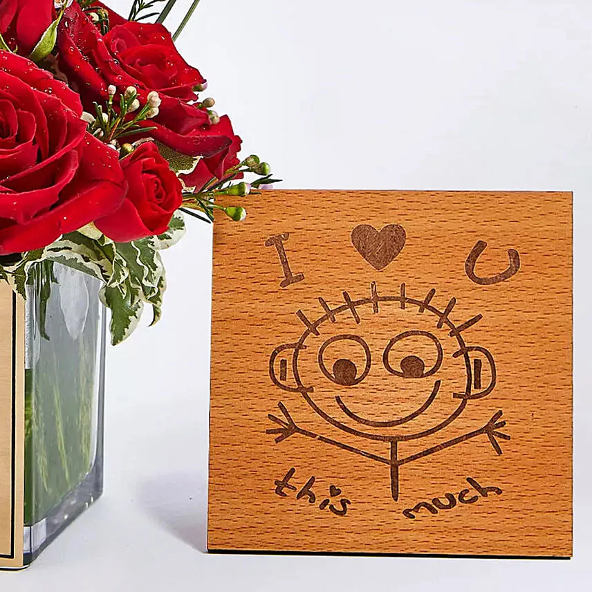 Love you This Much Flower and Plaque