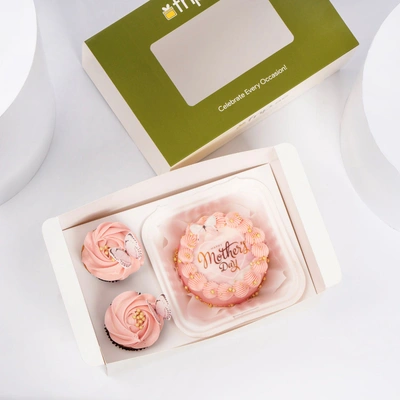 Delightful Mother's Day Bento Cake and Cupcakes Box - Perfect Gift Set