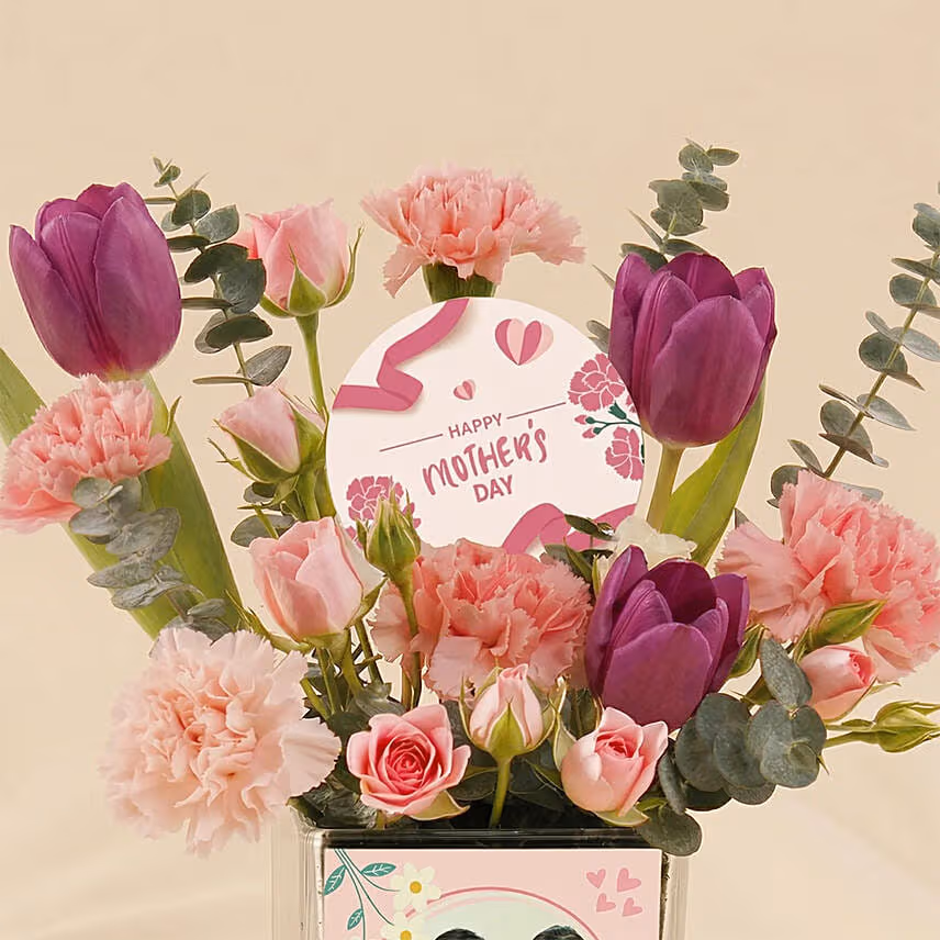 Personalised Flower Vase Arrangement for Mom