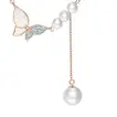 Elegant Enchanted Butterfly Pearl Necklace – Luxurious 925 Sterling Silver with Rose Gold