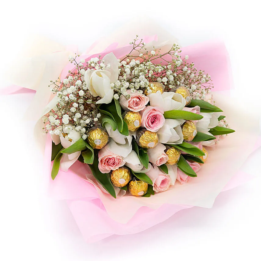 Delightful Flowers & Ferrero Rocher Bouquet