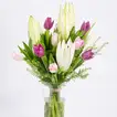Elegant Medley of Lilies and Tulips in Glass Vase