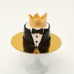 Elegant Best Man Tuxedo Cake with Golden Crown