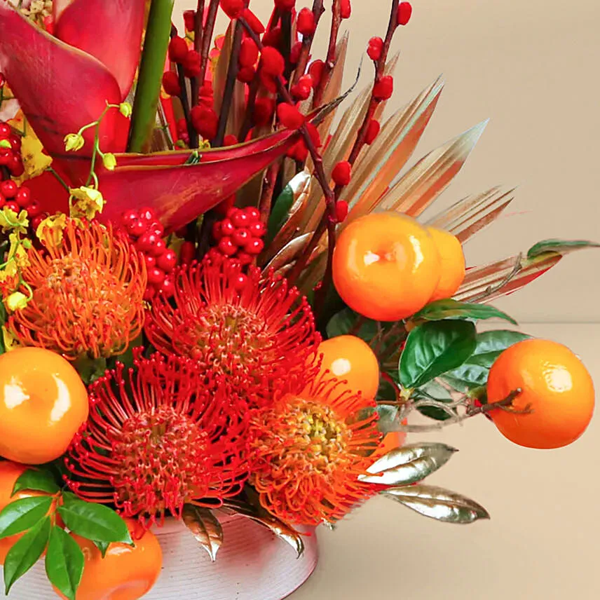 Lunar Year Flowers & Oranges Arrangement