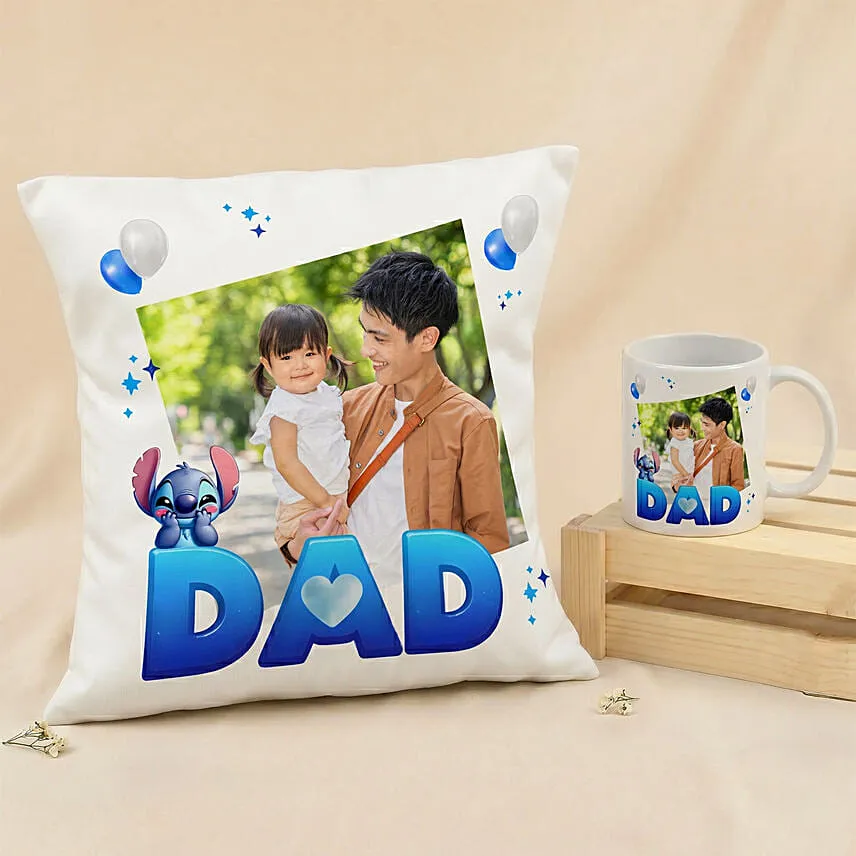 Personalised Lilo and Stitch Fathers Day Mug & Cushion