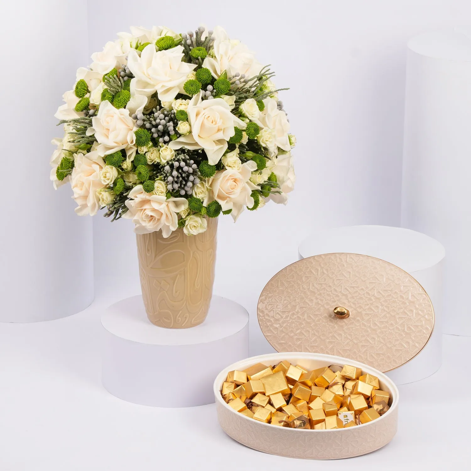 Otantik Home - Chocolate Beige Bowl with Flowers