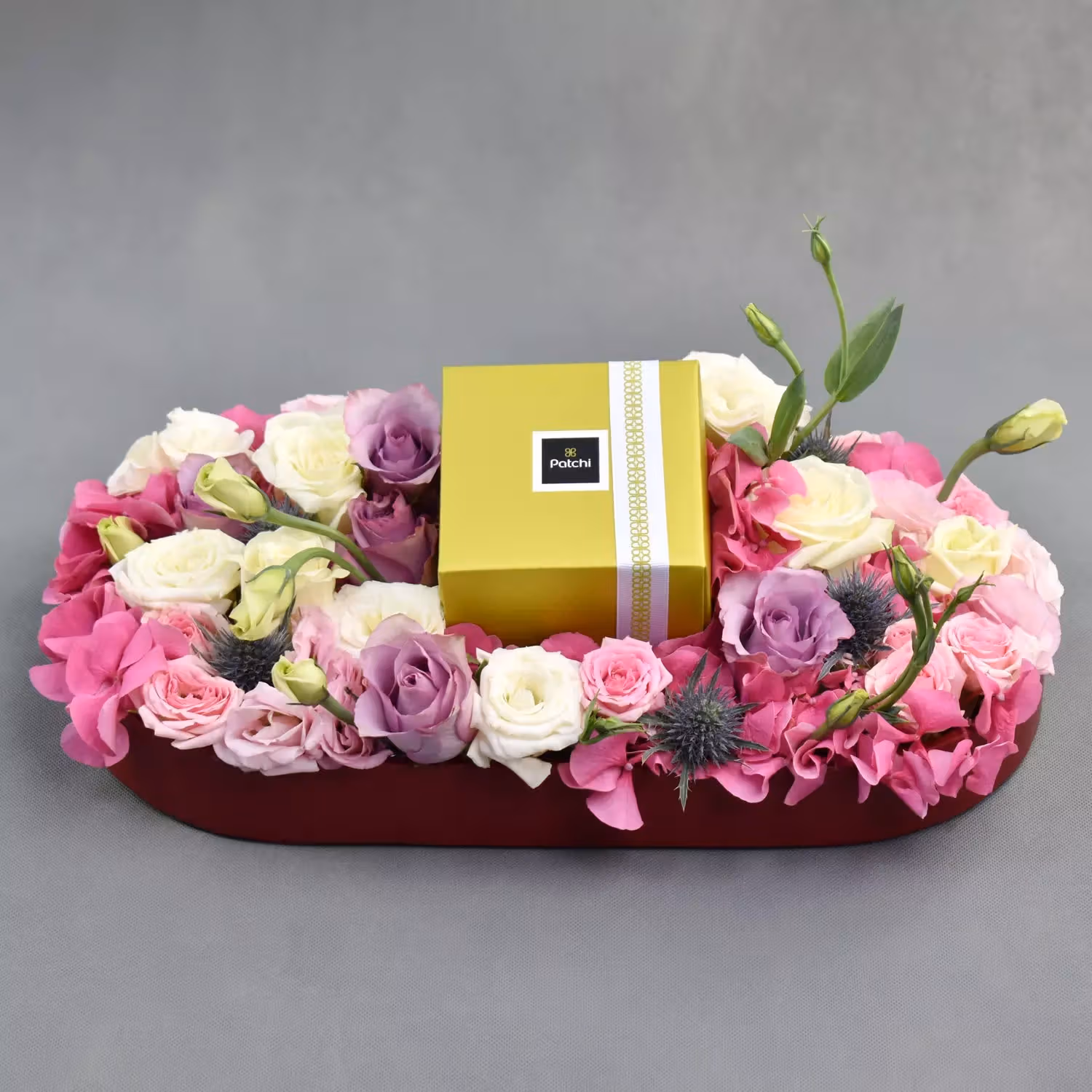 Floral Bed in Premium Tray with Patchi Box