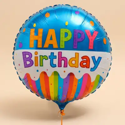 Vibrant Happy Birthday Balloon with Candle Design (Design May Vary)