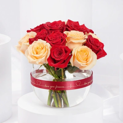 Valentine's Symphony: A Harmonious Bouquet of Roses - Arrangements