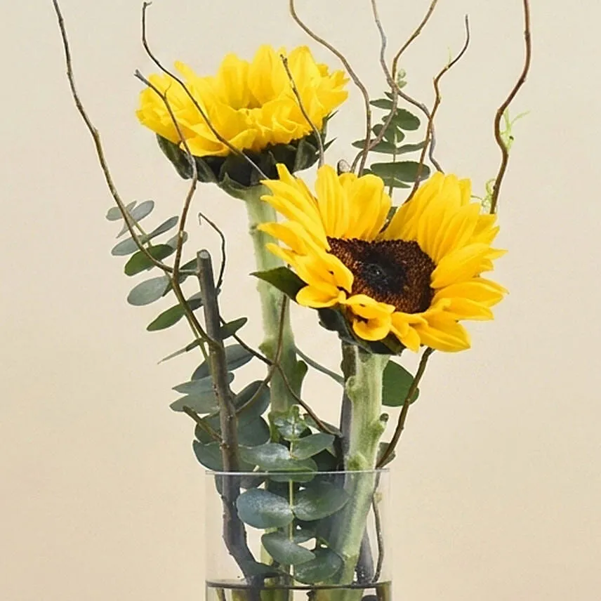 Sunny Sunflowers Cylindrical Vase