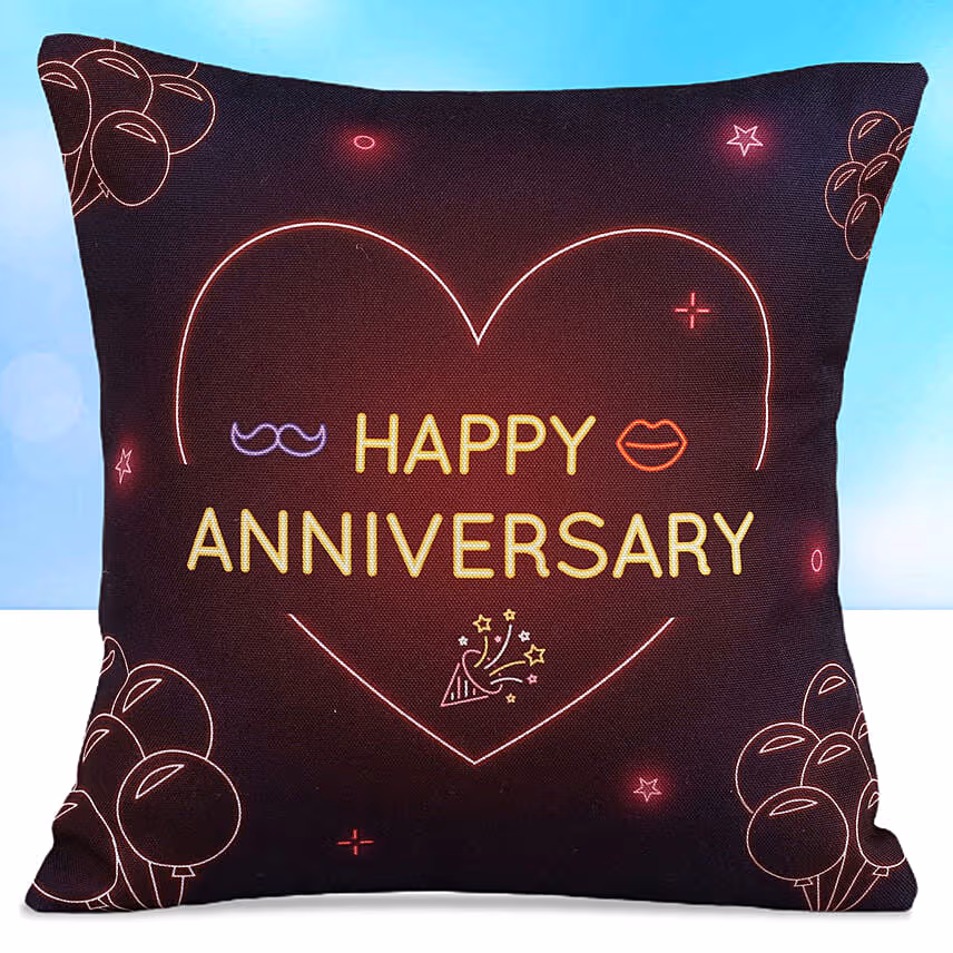 Led Cushion For Anniversary With Chocolate Cake