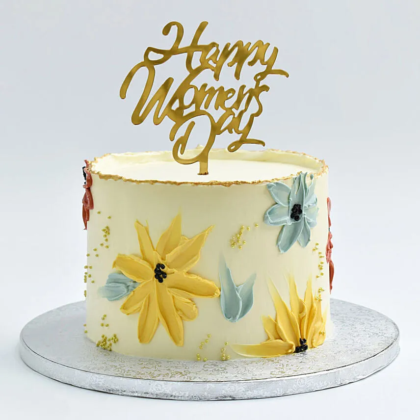 Womens Day Special Red Velvet Floral Cake
