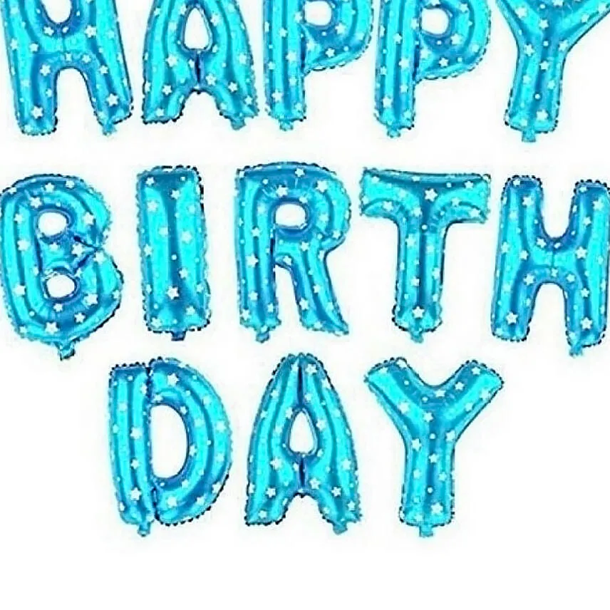 Happy Birthday Letter Blue Balloons