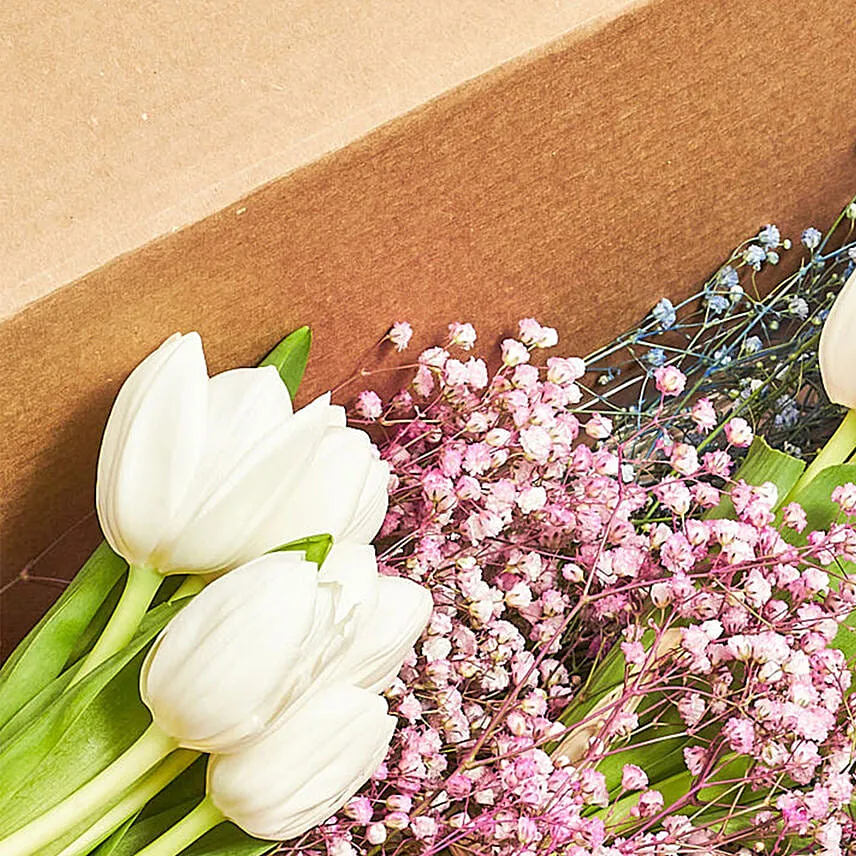 Serene White Tulips Box