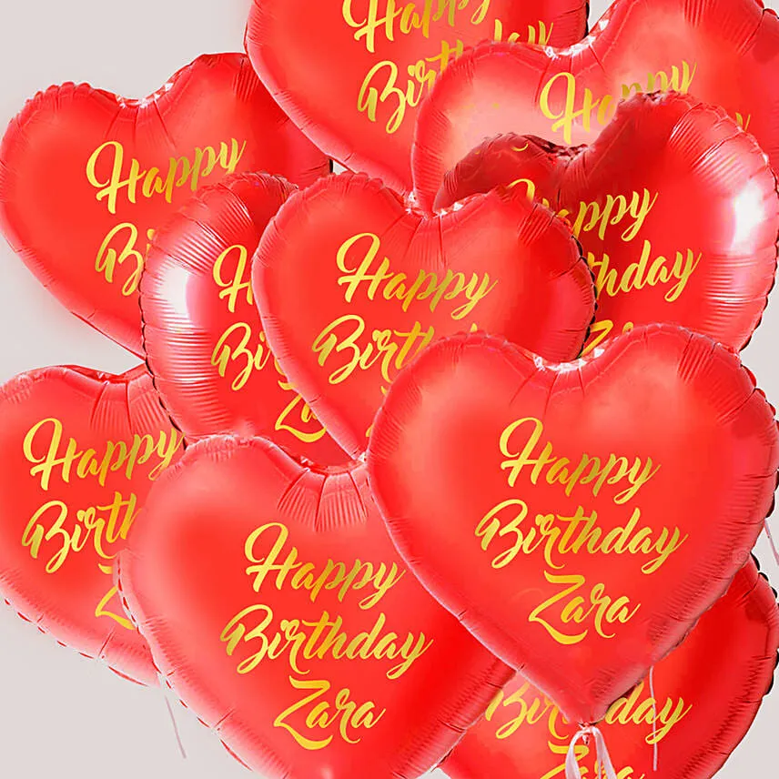 Heart Shaped Customized Text 10 Red Balloons