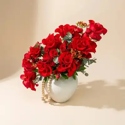Golden Blessings Luxurious Red Rose Arrangement - Arrangement