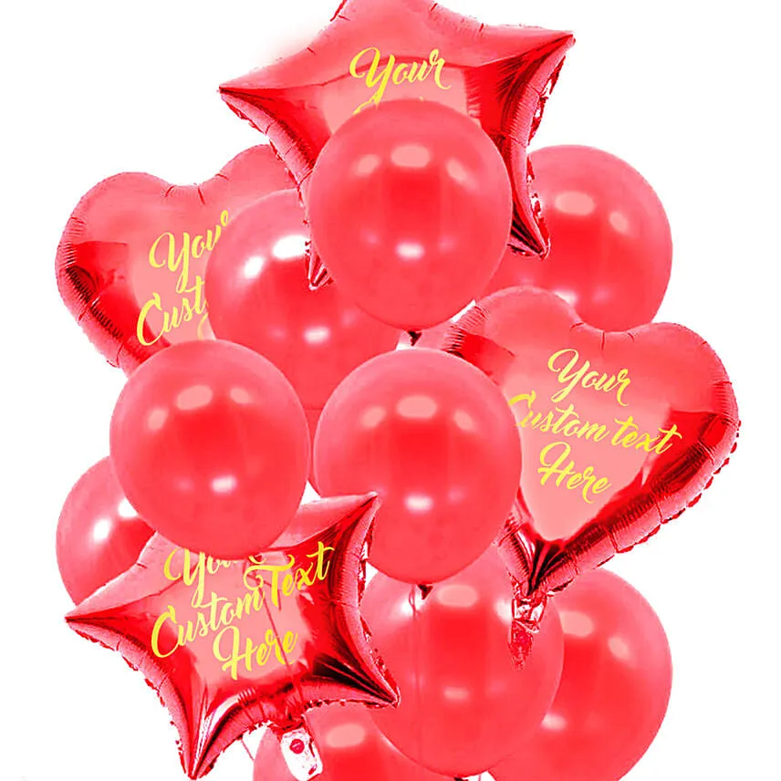 Sweet Star & Heart Shaped Customized Text Red Balloons