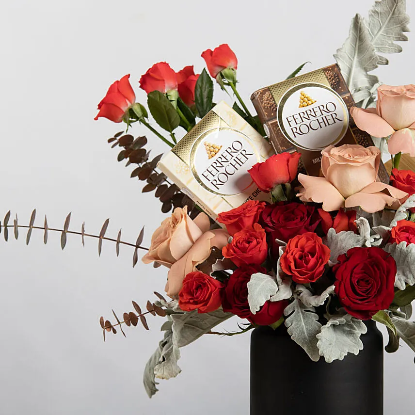 Majestic Roses Jar with Ferrero Chocolate Bars