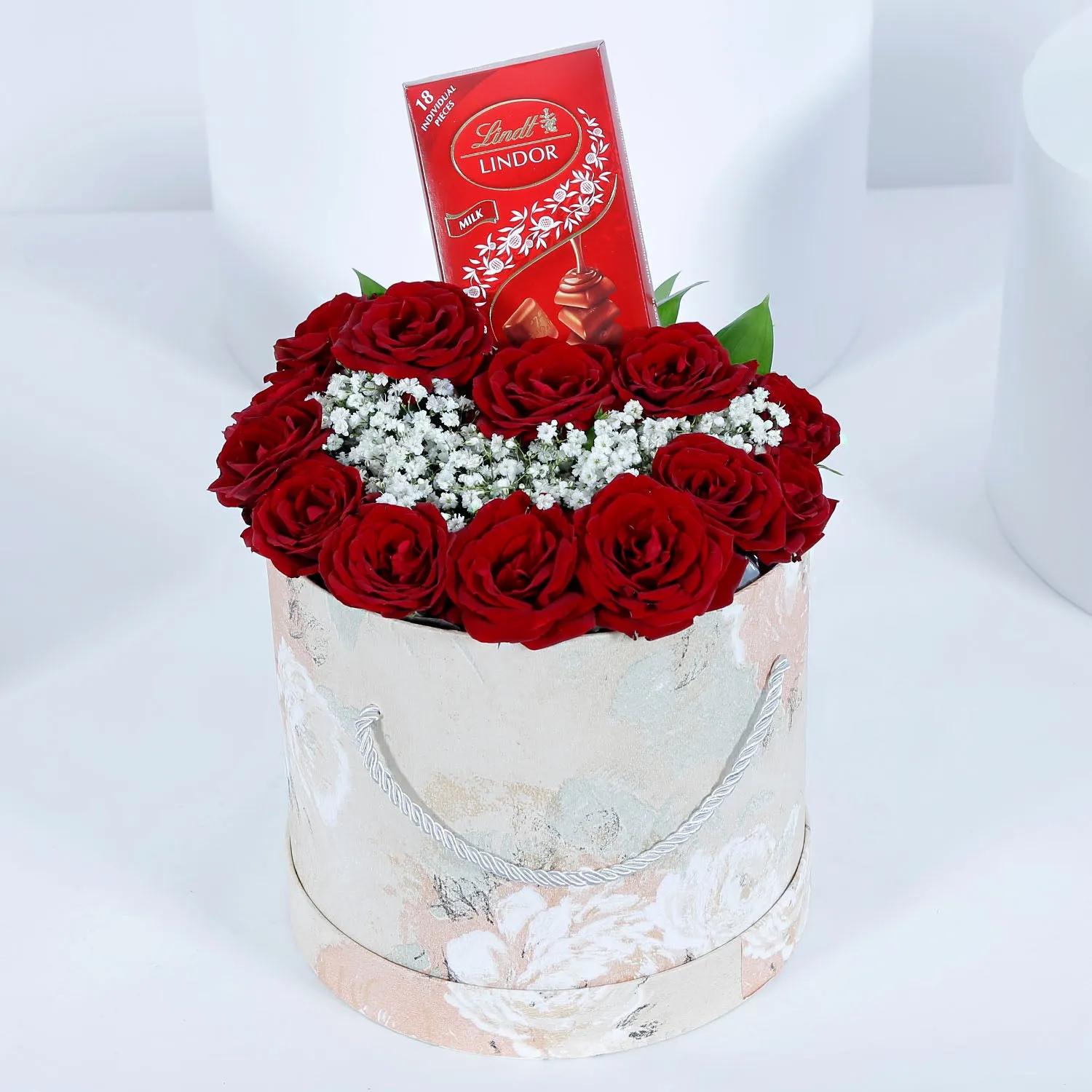 Red and White Floral Elegance with Lindt Chocolate
