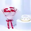 Elegant Anniversary Flower Bouquet with Red Velvet Candle Cake